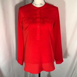 Old Navy Half Button Down Long Sleeve Red Tunic Sz S